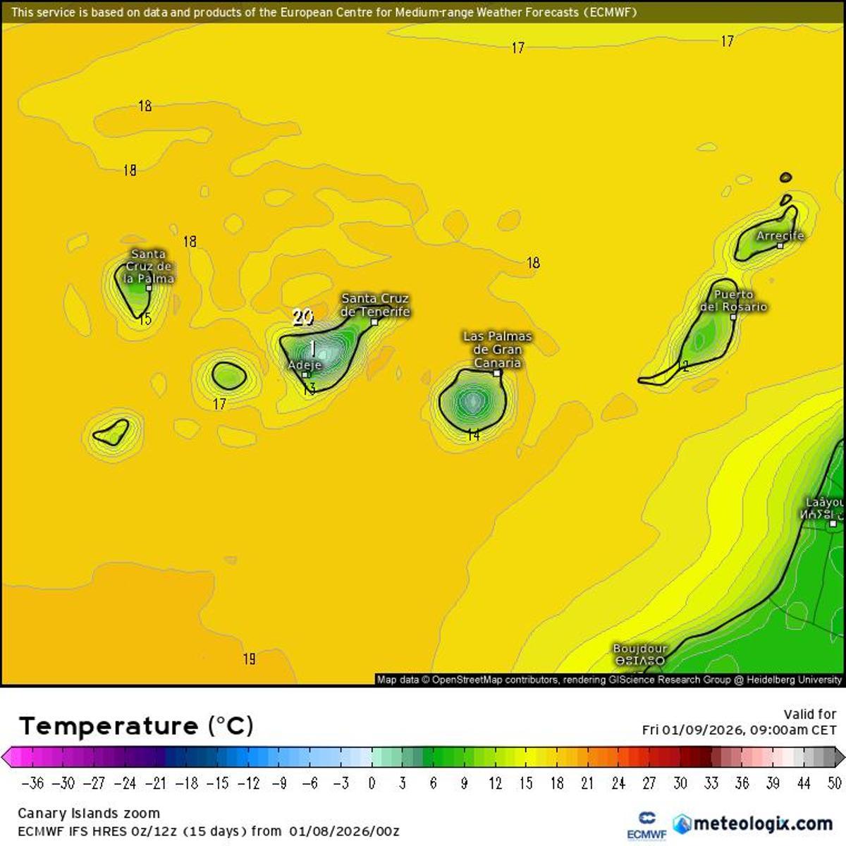 Temperaturas que se registrarán la mañana del viernes 9 de enero