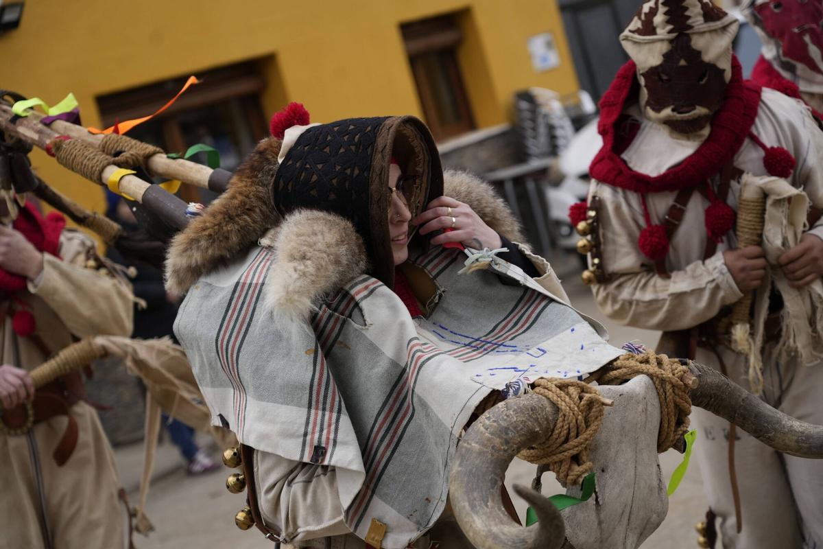 GALERÍA | La Vaquilla y los Cencerros reviven el antruejo más tradicional en Palacios del Pan