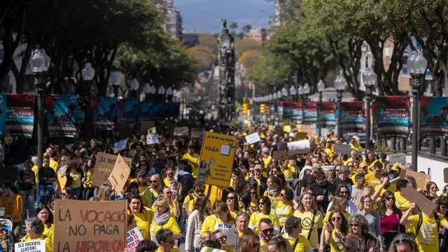 Manifestación de docentes catalanes en Tarragona