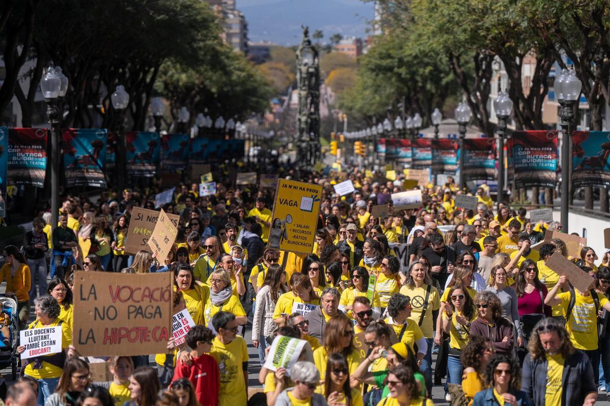 La manifestación de docentes catalanes  en Tarragona