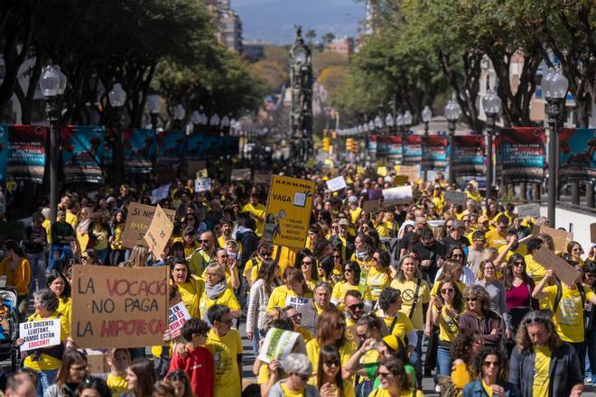 La manifestación de docentes catalanes  en Tarragona