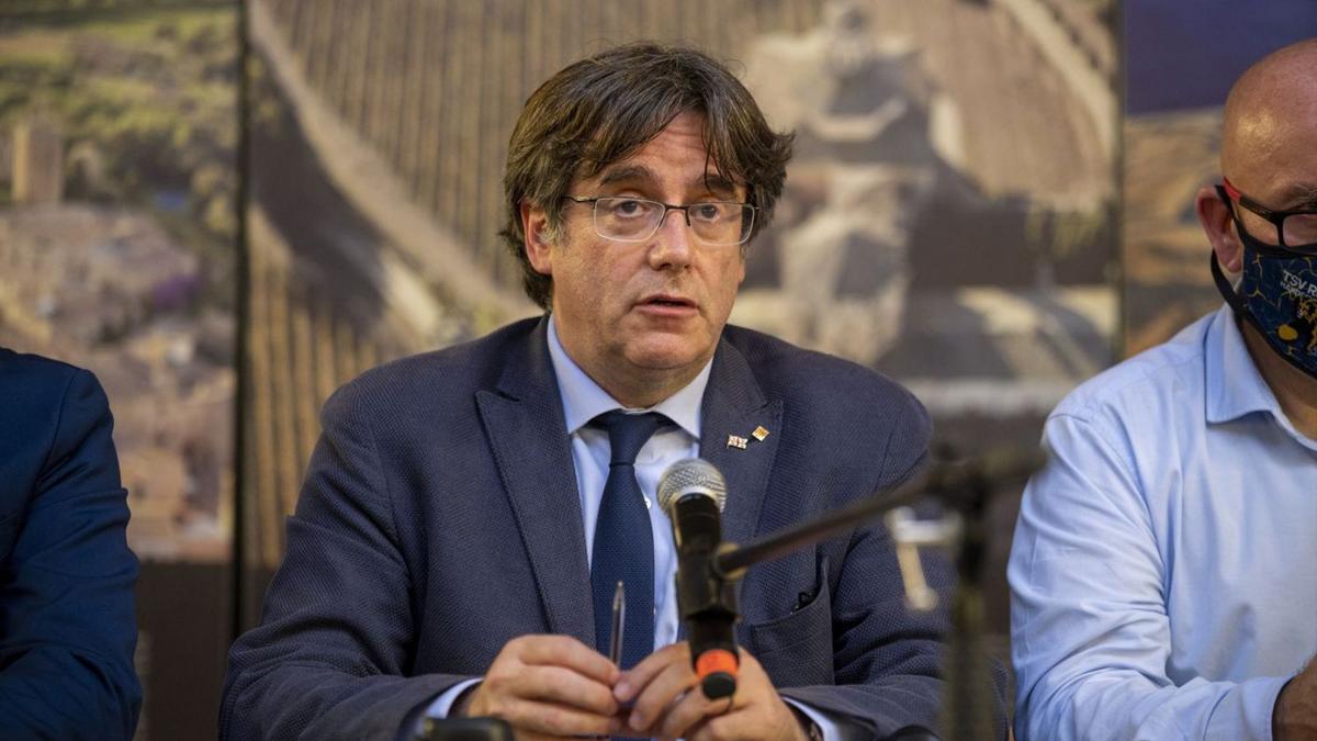 Puigdemont durant una roda de premsa a l’Alguer en una fotografia d’arxiu. | EUROPA PRESS
