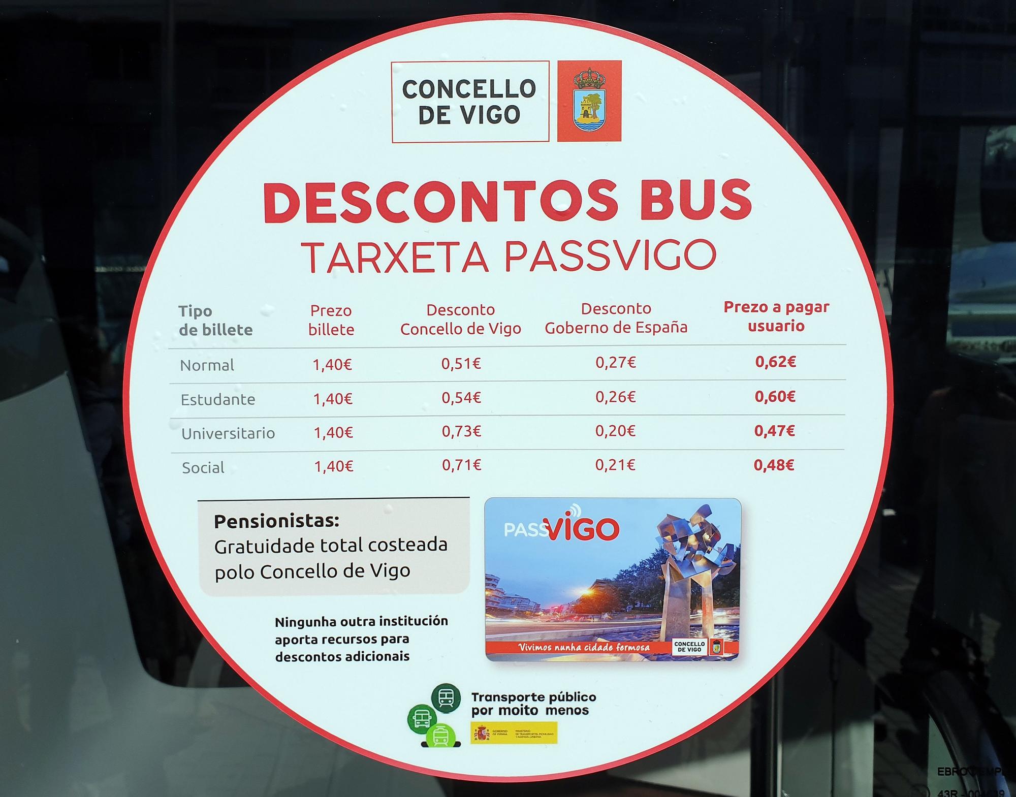 Nuevos precios del bus urbano en Vigo con la tarjeta Pass Vigo