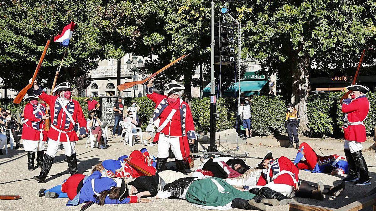 Representación, ayer en Redondela, de la Batalla de Rande.