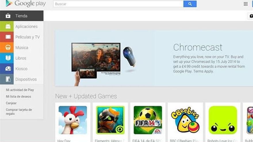 Vista de Google Play en Google.