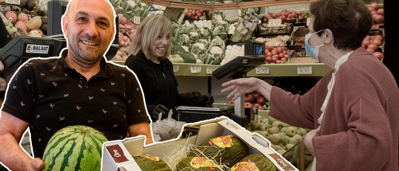 Jorge Palacios, con sandías y melones.