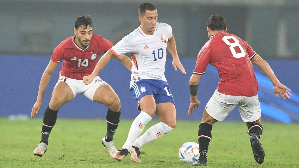Eden Hazard con la selección belga, ante Egipto