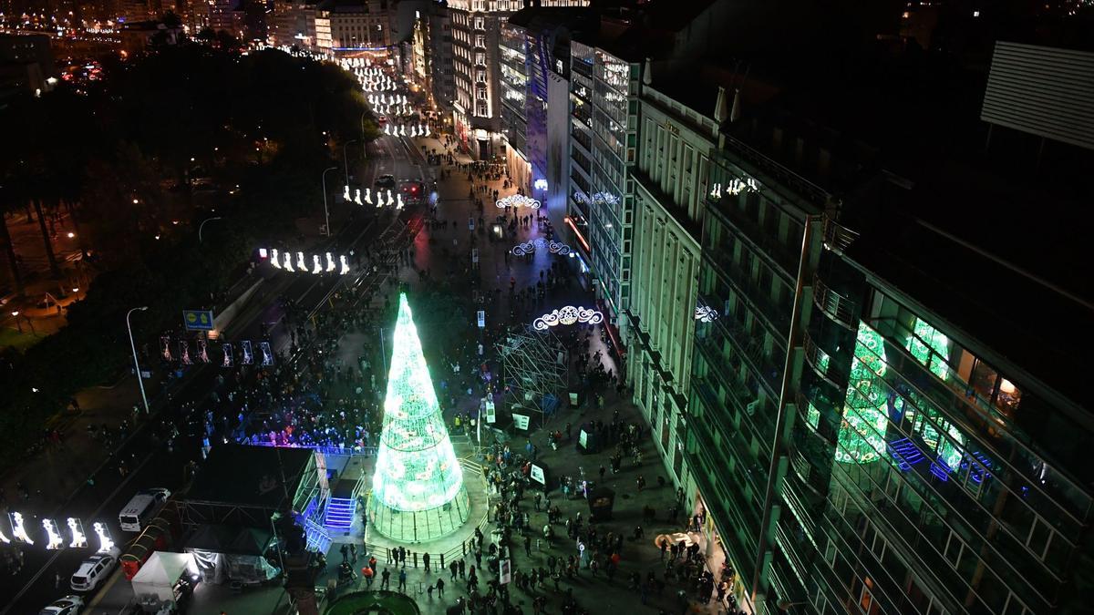 Luces de Navidad en los cantones de A Coruña.