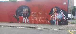Vandalizada de nuevo la imagen de Nico Williams en el mural del Athletic de Barakaldo