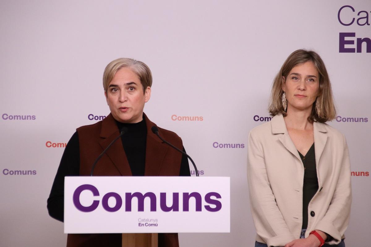 Ada Colau y Jéssica Albiach, coordinadoras de Catalunya en Comú, en una rueda de prensa