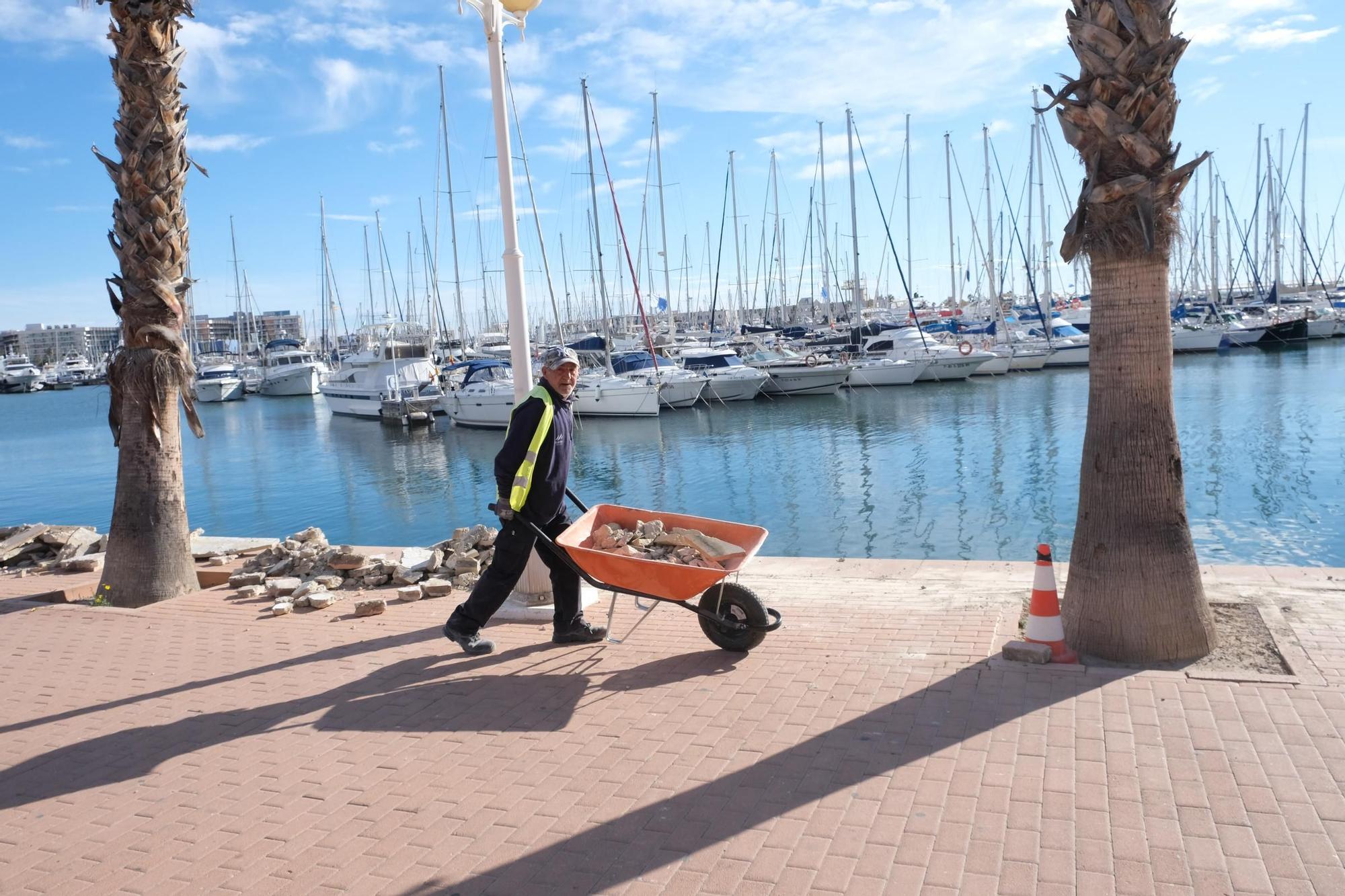 Así marchan las obras del Paseo del Puerto y el Club de Regatas de Alicante