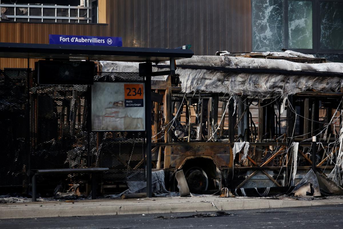 Aftermath after a third night of riots between protesters and police in France