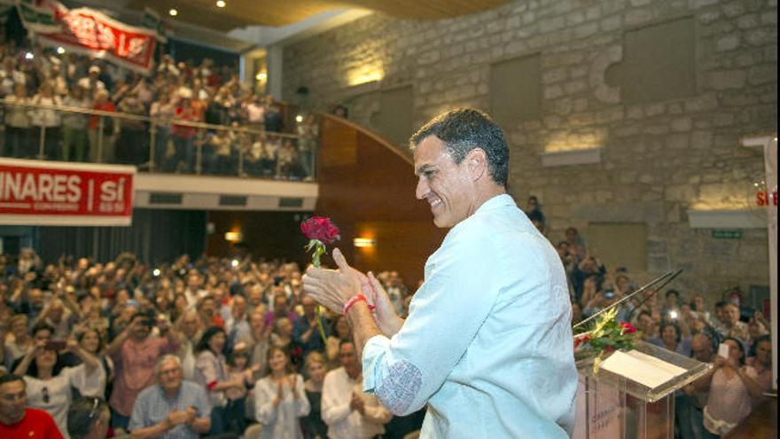 Pedro Sánchez en un acto hoy jueves en Linares