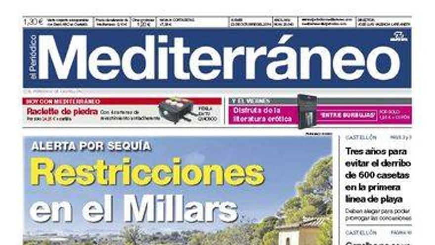 La alerta por la sequía, en la portada de Mediterráneo