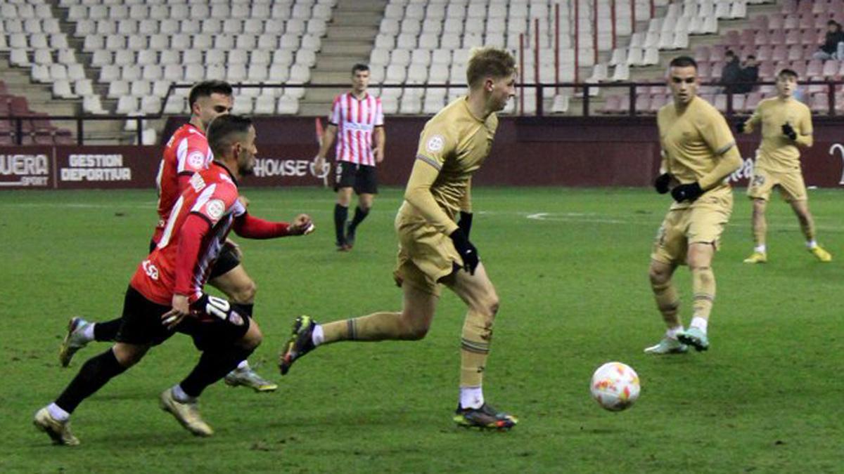 El filial barcelonista ha empatado este sábado en Las Gaunas contra la UD Logroñés
