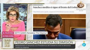 Ana Rosa Quintana tratando la posible dimisión de Pedro Sánchez en TardeAR.