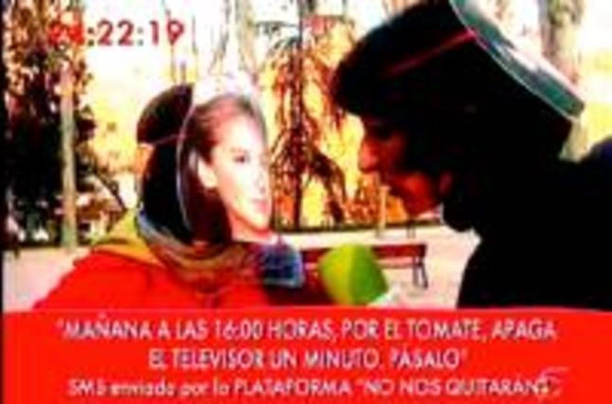 Imatge del programa d’ahir, on demanaven que s’apaguin els televisors.