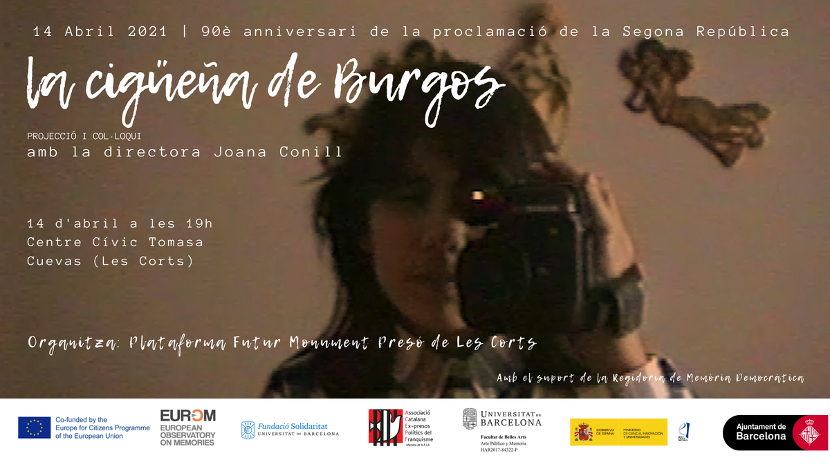 Cartel anunciador de esta proyección de 'La cigüeña de Burgos'.