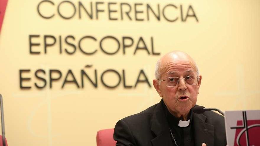 Ricardo Blázquez, ayer, en la sede de la Conferencia Episcopal, en Madrid.