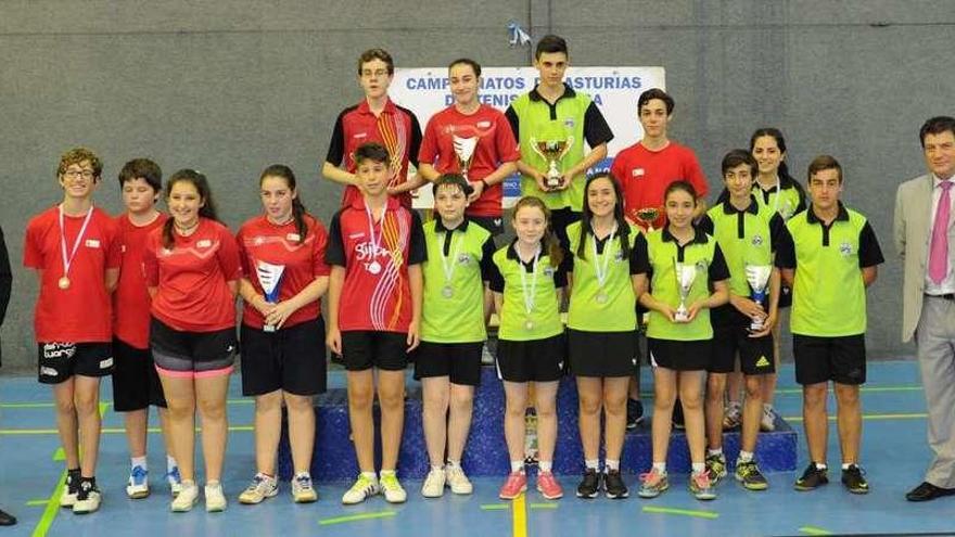 El podio general del Campeonato de Asturias infantil.