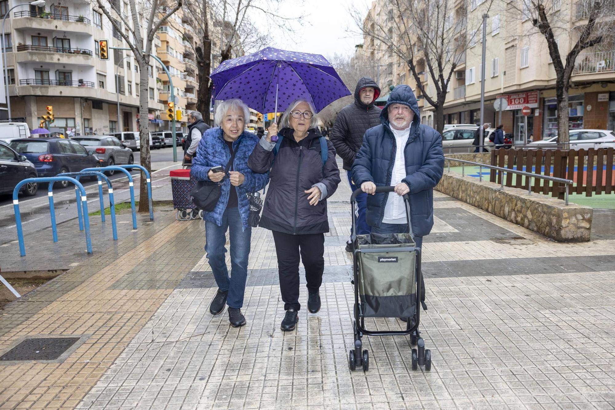 Lucía, Margarita, Jaun Carlos y Paco, de camino al mercado.