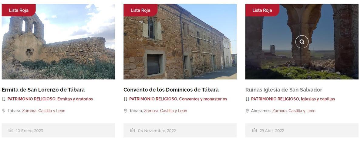 Últimos monumentos de la provincia adheridos a la Lista Roja de Patrimonio.