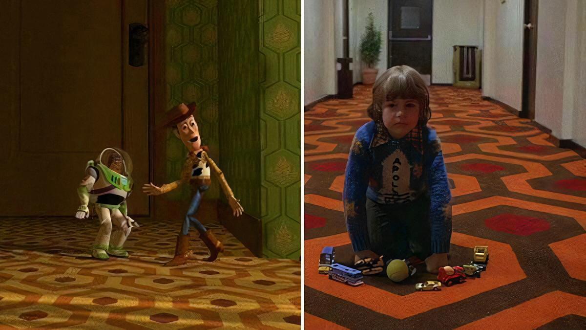 En "Toy Story", la alfombra en la casa de Sid tiene el mismo diseño que la del Hotel Overlook de "El resplandor".