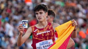 Sergio del Barrio, tras ganar la medalla de oro en 3.000 obstáculos en el Europeo sub-20e