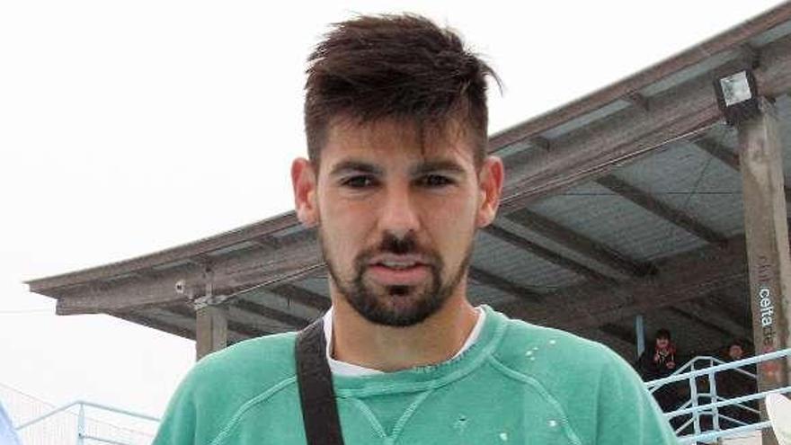 Nolito, tras el entrenamiento de ayer en A Madroa. // Marta G. Brea