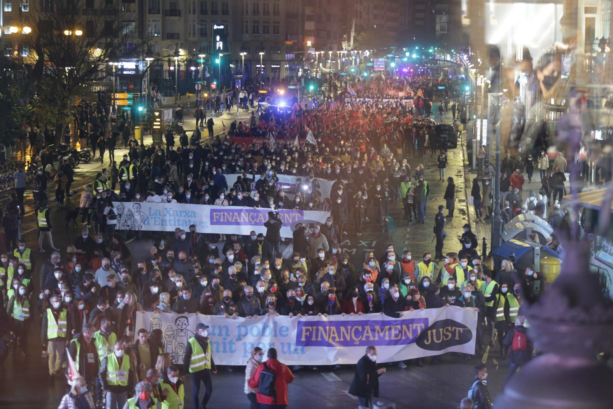 La manifestación en València por una financiación justa, en imágenes