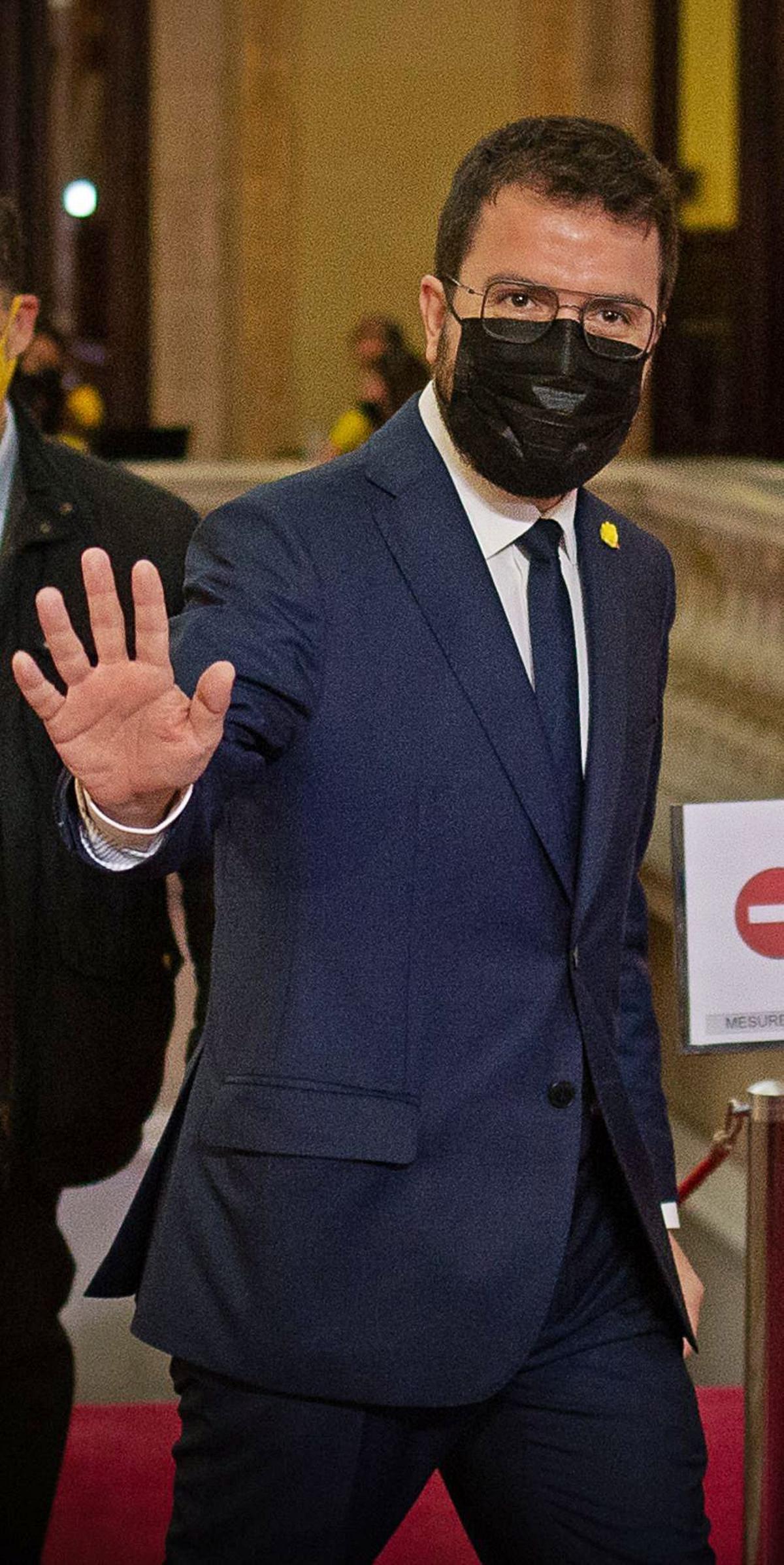 Pere Aragonès, al Parlament, el dia de la seva investidura. | DAVID ZORRAKINO/EP