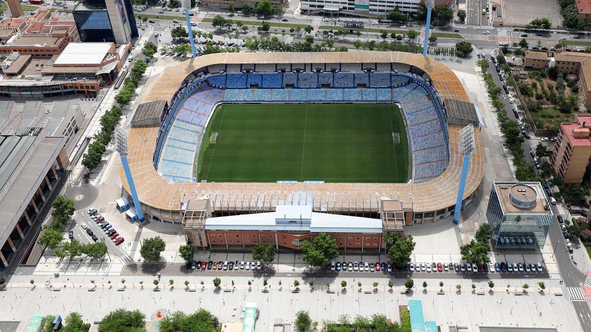 Vista aérea del estadio municipal de La Romareda