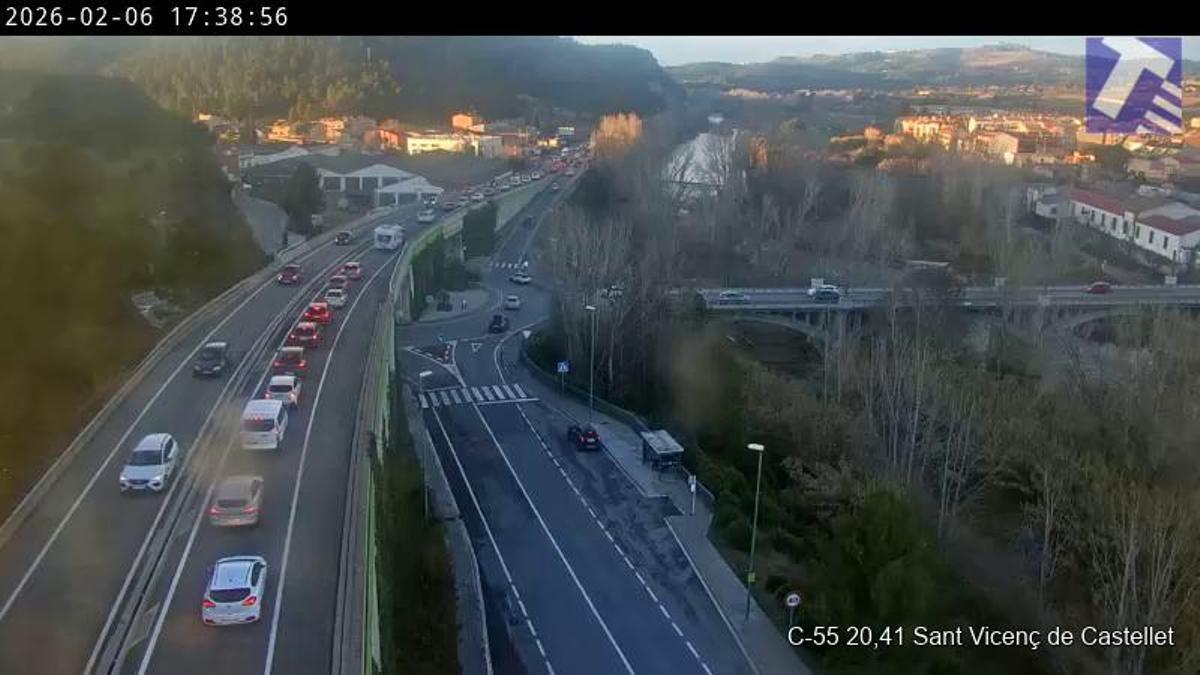 Retencions a la C-55, a l'altura de Sant Vicenç de Castellet