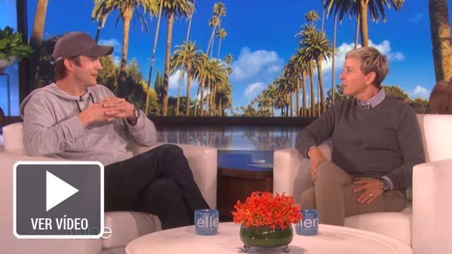 Ashton Kutcher en su visita a Ellen DeGeneres.