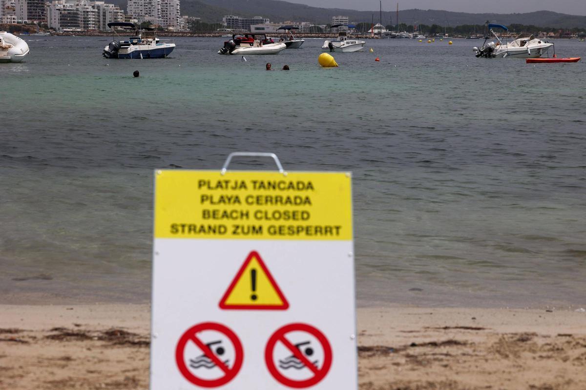 Galería: cerrada al baño la Platja d'en Xinxó por vertidos fecales