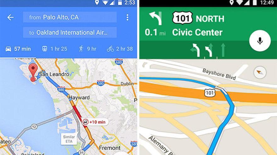 Pantallas de Google Maps en Android.