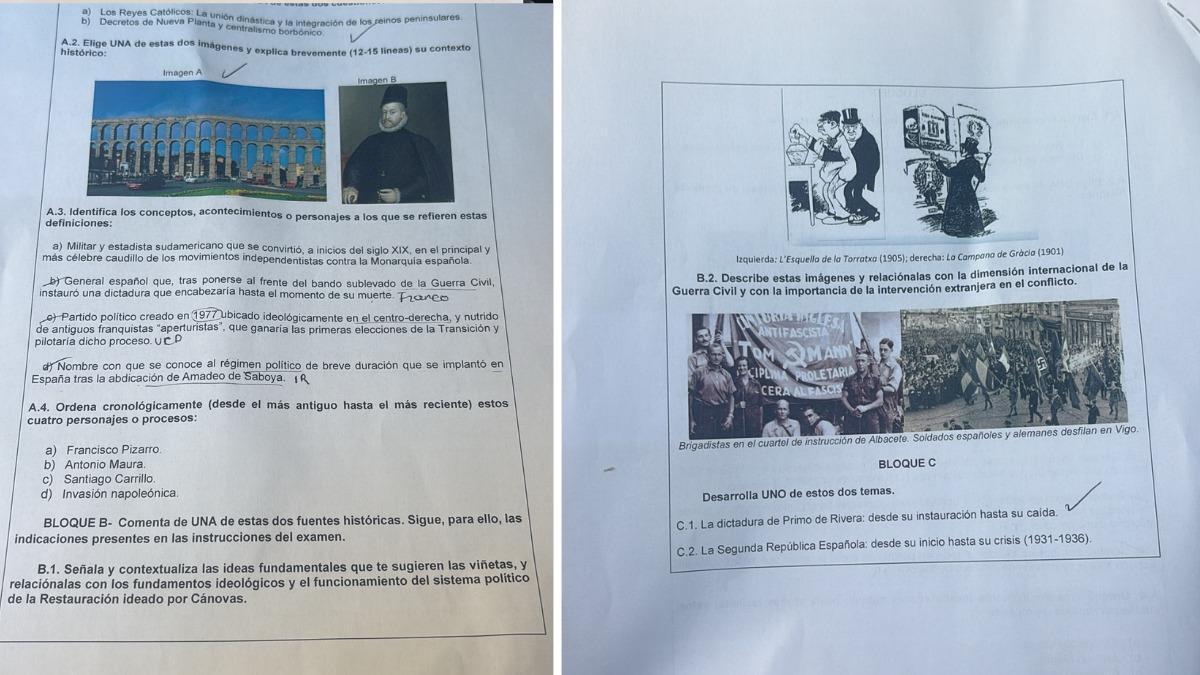 El examen de Historia de España de la PAU en Extremadura.