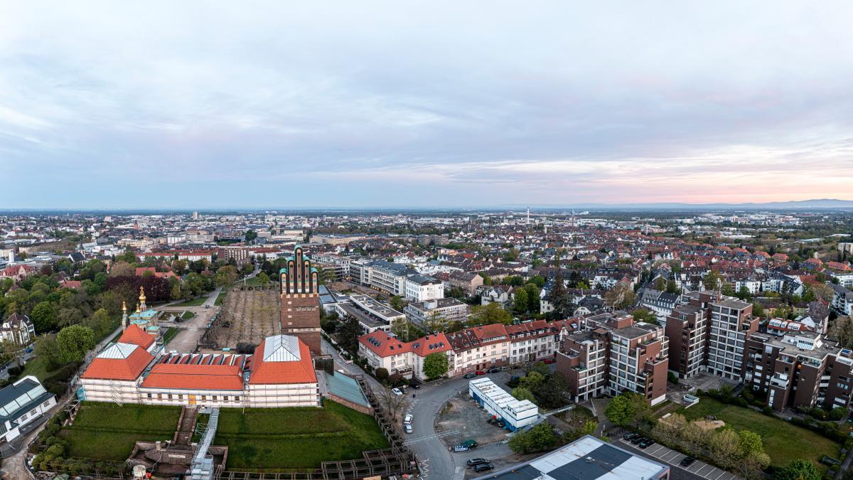Vista aérea de la universidad de Darmstadt.