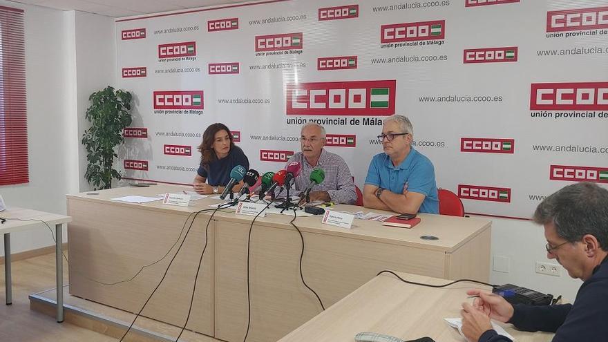 Yolanda Gamero, Félix Martín y Patricio Pérez, este martes en CCOO.
