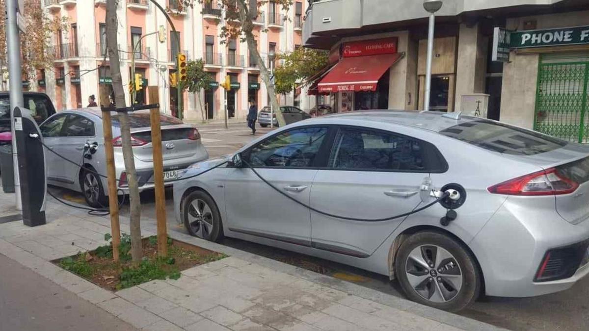 Inzwischen immer häufiger auch in den Straßen in Palma zu sehen: Elektroautos, die an den öffentlichen Ladepunkten getankt werden.