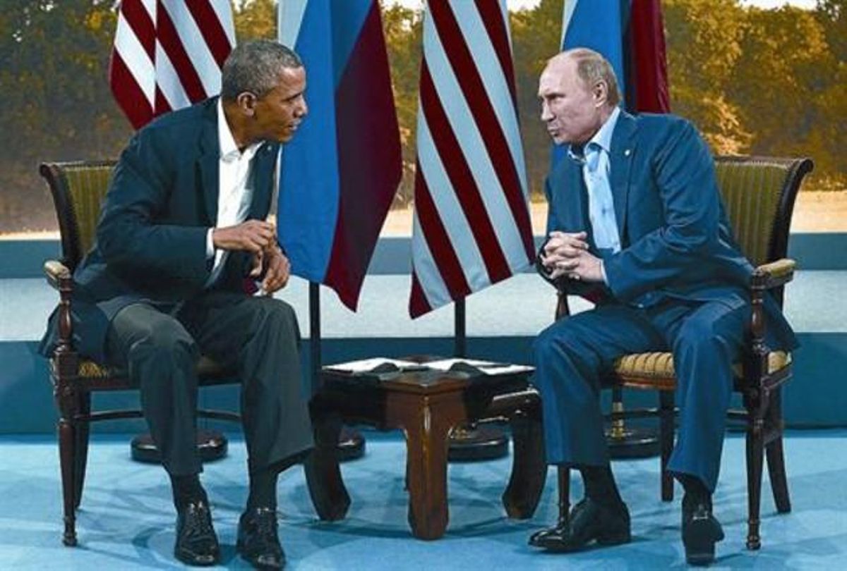 Obama i Putin, en la seva trobada bilateral, ahir, durant la cimera del G-8, a Enniskillen (Irlanda del Nord).