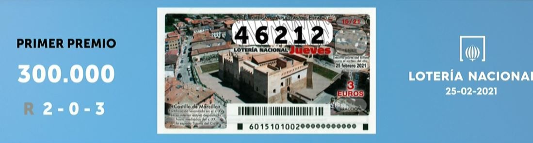 Lotería Nacional del jueves 25 de febrero de 2021