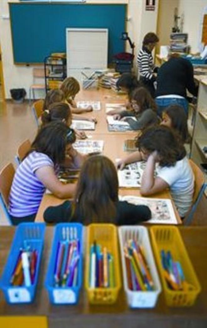 Una aula de primària d’una escola barcelonina.