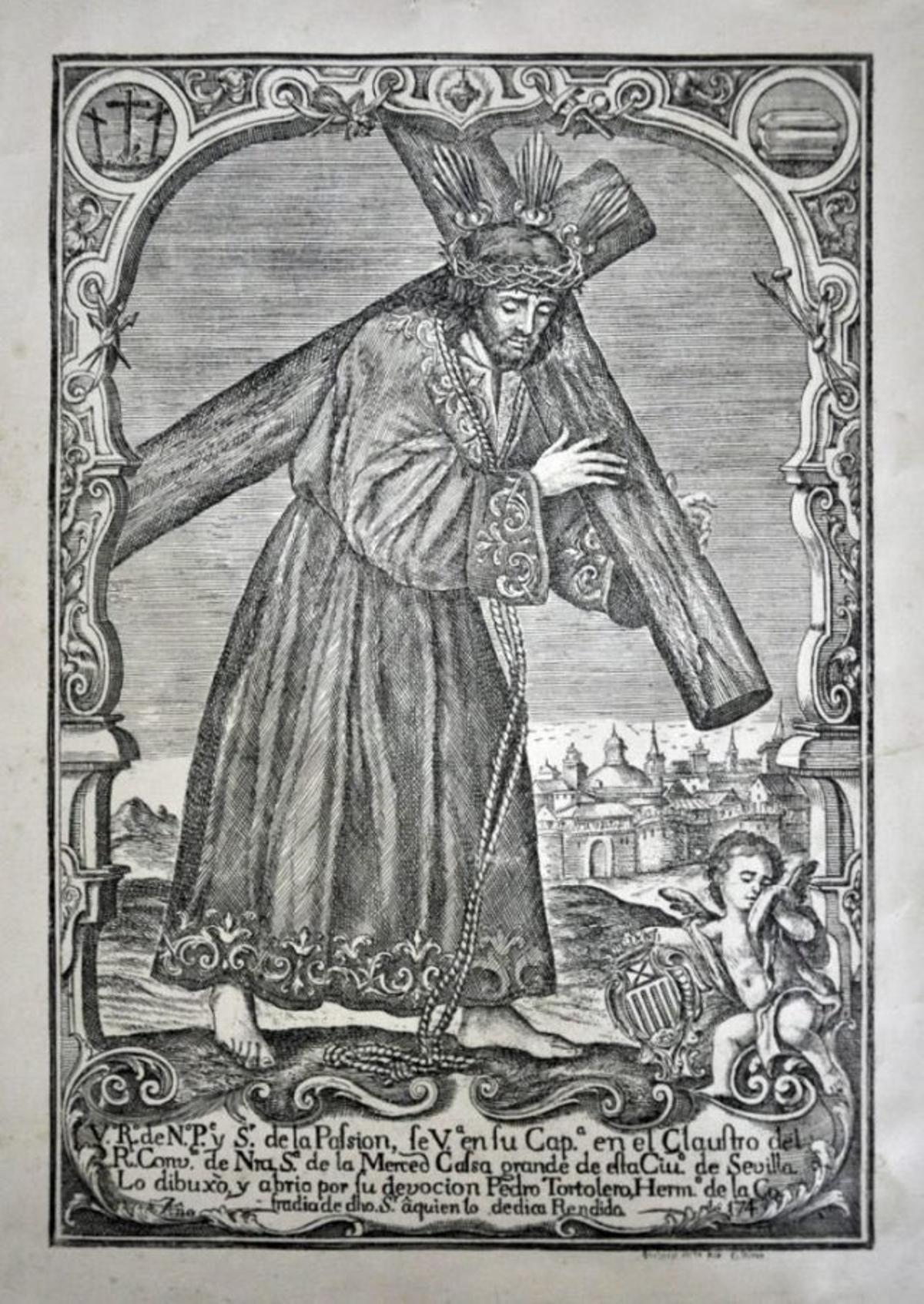 Grabado del Señor de Pasión de Pedro Tortolero (1749).