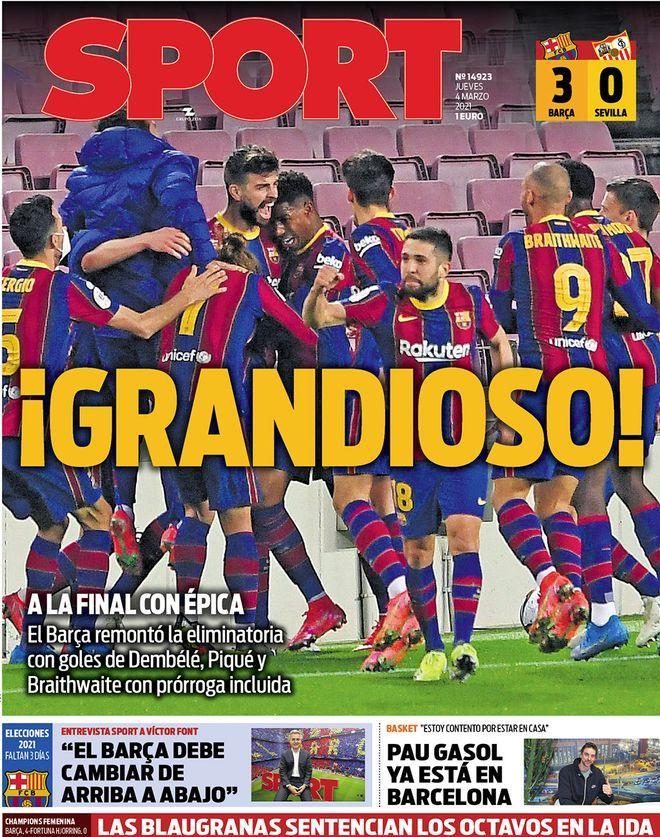 Portada de SPORT del 04/03/2021