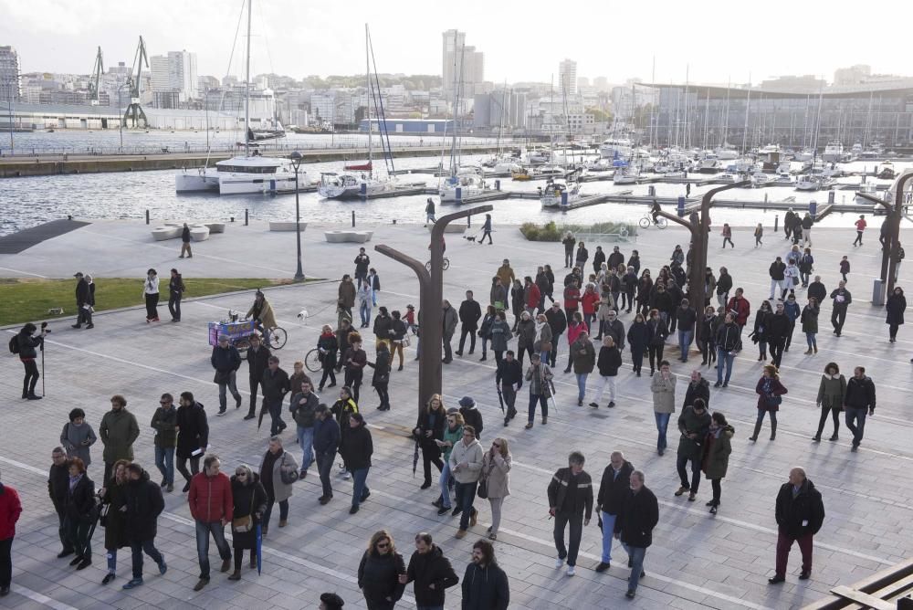 Marea Atlántica organizó la movilización que contó con la asistencia de unas 300 personas para recordar los hitos del "urbanismo depredador" y detener la privatización de la zona portuaria.