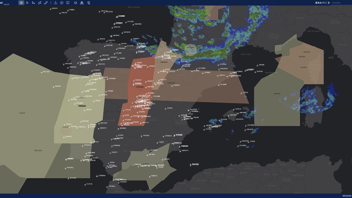 La franja marrón horizontal fue el espacio en el que Enaire ordenó las restricciones.