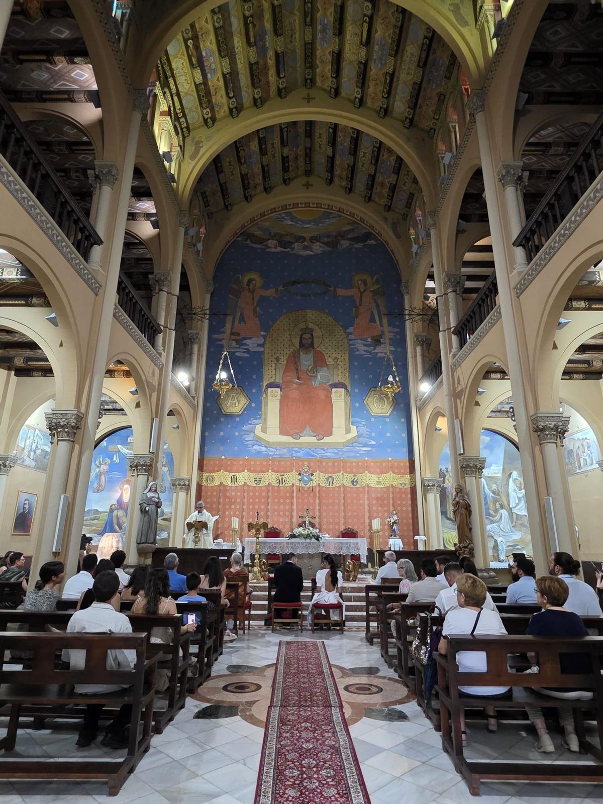 Los contrayentes, en la capilla del Hospital Provincial.
