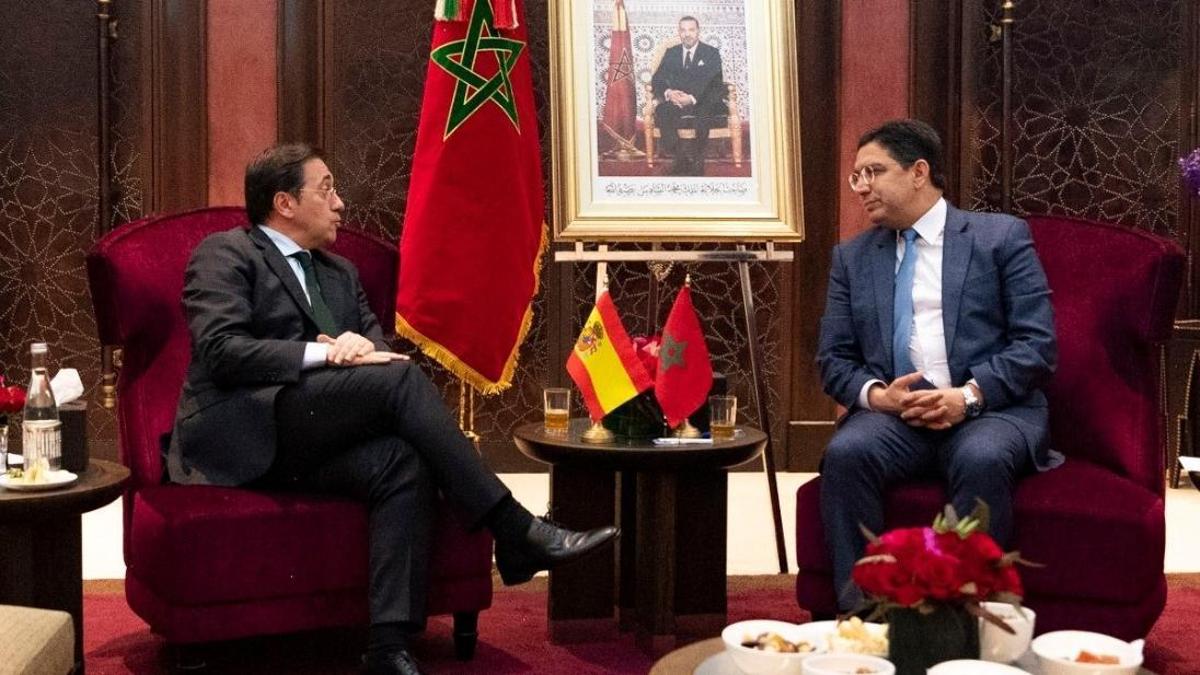 El ministro de Asuntos Exteriores, Unión Europea y Cooperación, José Manuel Albares, se reúne con el ministro de Asuntos Exteriores del Reino de Marruecos, Nasser Bourita.