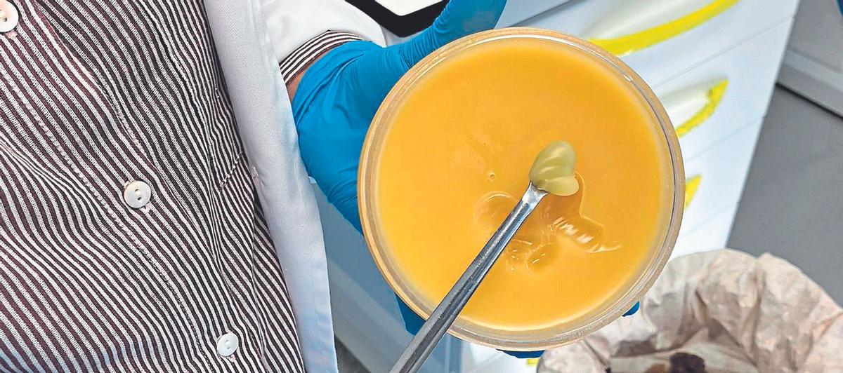 Imagen de un prototipo de crema obtenido mediante el proceso de extracción de materiales aprovechados de la lana.